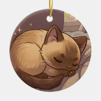 Peaceful Siamese Kitten  Ceramic Ornament