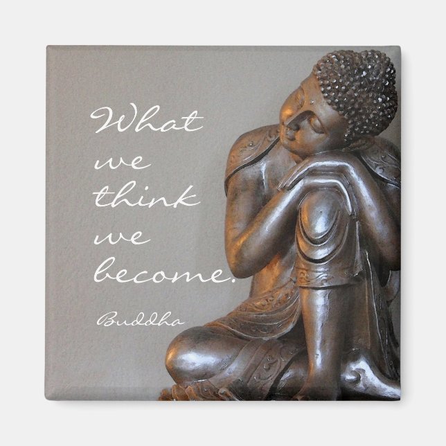 Peaceful silver Buddha with inspirational quote Magnet (Front)