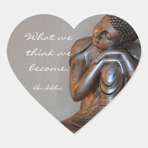 Peaceful silver Buddha with words of wisdom Heart Sticker