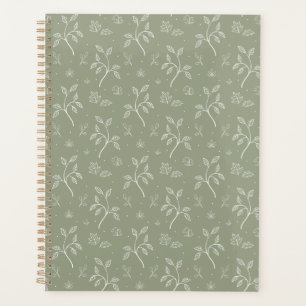 Peaceful Simple Leaves in Olive Green Planner
