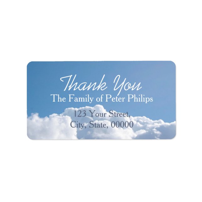 Peaceful Sky 1 Family Thank You Address Label (Front)