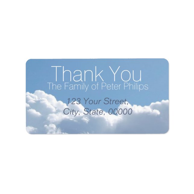 Peaceful Sky 2 Family Thank You Address Label (Front)