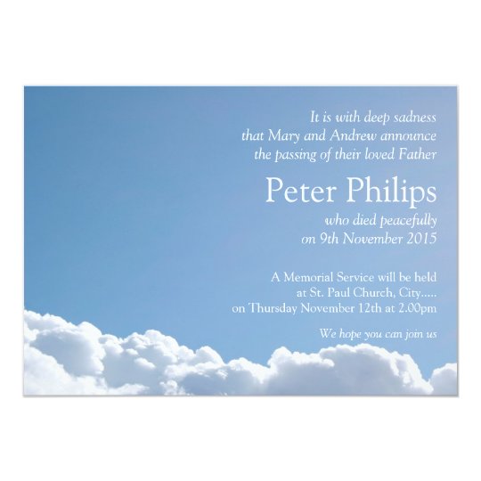 Peaceful Sky 2 with poem Funeral Announcement