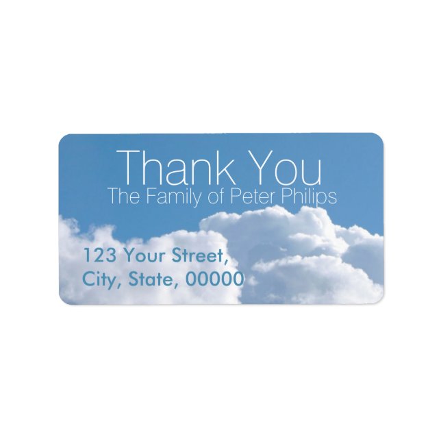 Peaceful Sky 3 Family Thank You Address Label (Front)