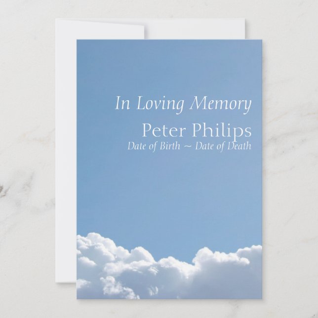 Peaceful Sky 3 Funeral Announcement Invitation (Front)