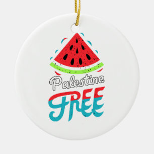 Peaceful Slices Watermelon Free Palestine - Suppor Ceramic Ornament