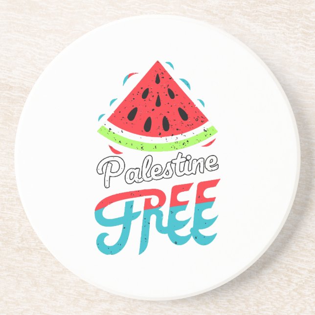 Peaceful Slices Watermelon Free Palestine - Suppor Coaster (Front)
