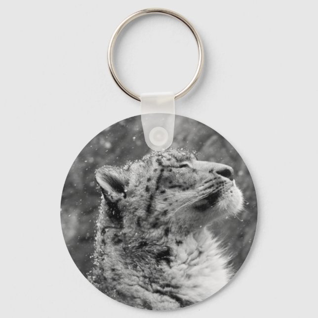 Peaceful Snow Leopard Key Ring (Front)