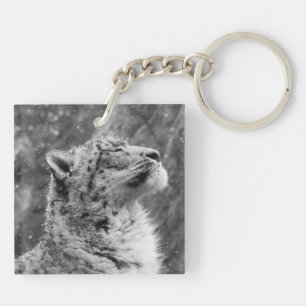 Peaceful Snow Leopard Key Ring