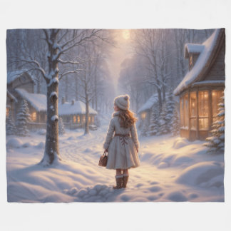 Peaceful Snowy Night-Coming Home Fleece Blanket