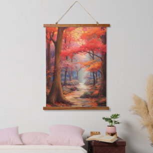 Peaceful Strolling Autumn Park Fine Art Hanging Tapestry