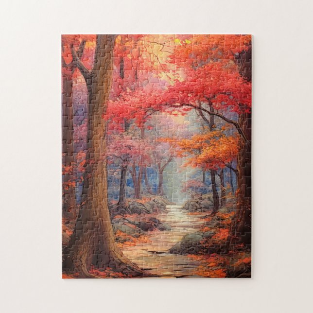 Peaceful Strolling Autumn Park Fine Art Jigsaw Puzzle (Vertical)