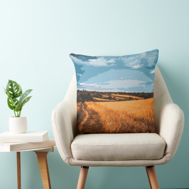 Peaceful Summer Landscape Golden Wheat Cushion (Chair)