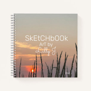 Peaceful Sunrise Plants Personalised Sketchbook Notebook