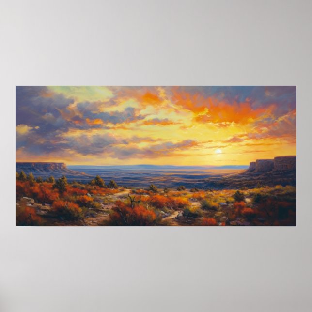 Peaceful Sunset in Autumn Plateau Fine Art Poster (Front)