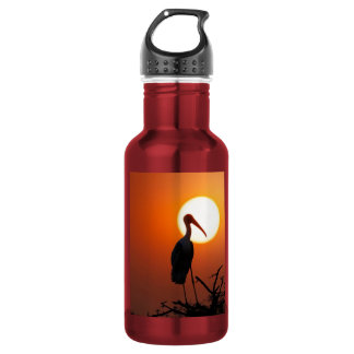 Peaceful Sunset Stork Bird Silhouette Nature Photo 532 Ml Water Bottle