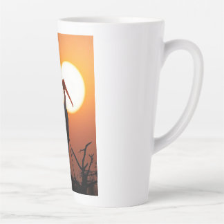 Peaceful Sunset Stork Bird Silhouette Nature Photo Latte Mug