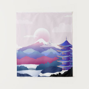 Peaceful Temple Scenery At Dawn Tapestry