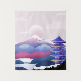 Peaceful Temple Scenery At Dawn Tapestry