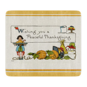 Peaceful Thanksgiving Glass Cutting Board