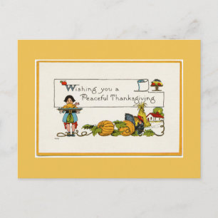 Peaceful Thanksgiving Gold Postcard