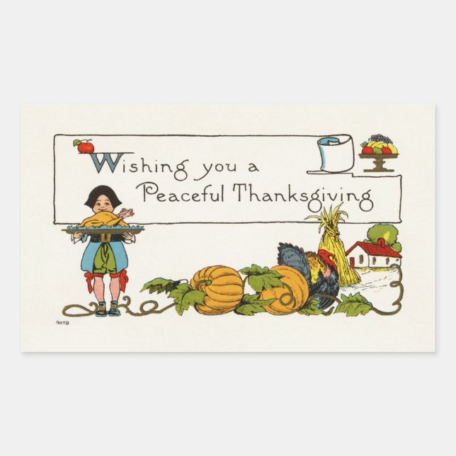 Peaceful Thanksgiving Rectangular Sticker (Front)