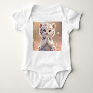 Peaceful Tiger Cub on Lotus - Baby Bodysuit