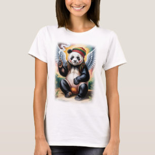 Peaceful time for this Jamaican Angel Panda on a T-Shirt