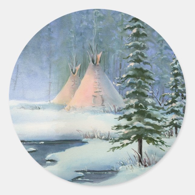 PEACEFUL TIPI by SHARON SHARPE Classic Round Sticker (Front)