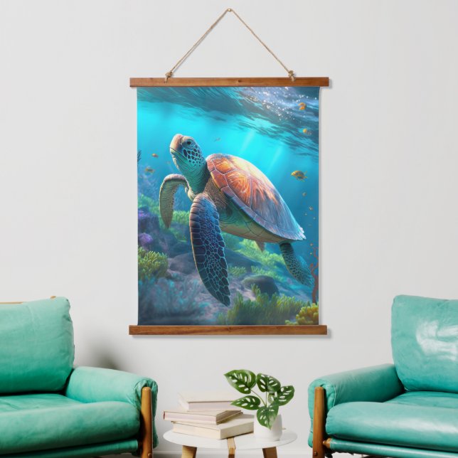 Peaceful Turtle Design Wall Decor Hanging Tapestry (Living Room)