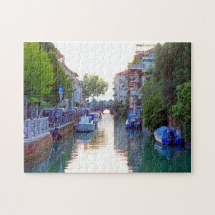Peaceful Venice Lido canal, Italian view, Italy Jigsaw Puzzle