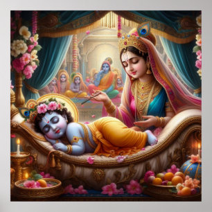 Peaceful Warm Ethnic Bala Krishna Cradle Poster