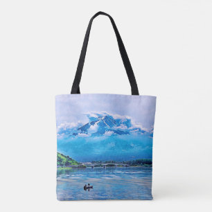 Peaceful Watercolor Japanese Art Design Tote Bag