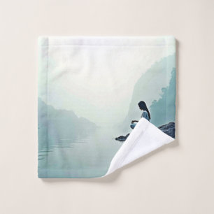 Peaceful Waterside Meditation Design Bath Towel Set