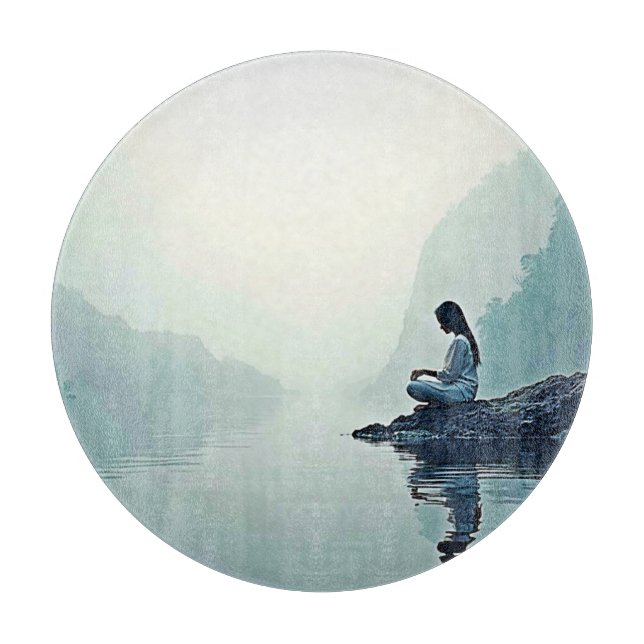Peaceful Waterside Meditation Design Cutting Board (Front)