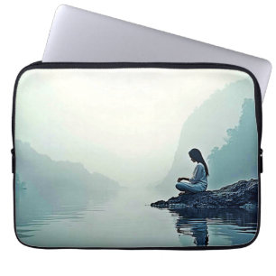 Peaceful Waterside Meditation Design Laptop Sleeve