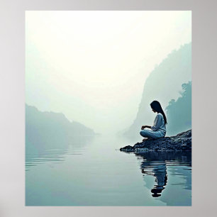 Peaceful Waterside Meditation Design Poster