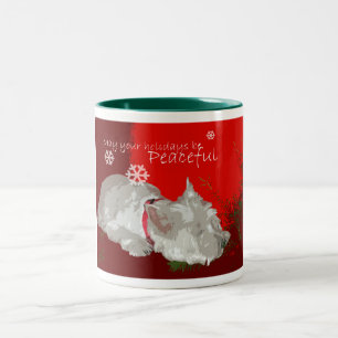 PEACEFUL WESTIE HOLIDAYS Two-Tone COFFEE MUG