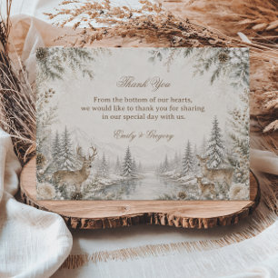 Peaceful Winter Deer Riverside Harmony Thank You Card