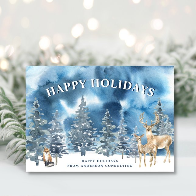 Peaceful Winter Forest Business Holiday Card (Creator Uploaded)