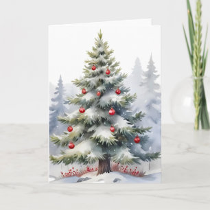 Peaceful Winter Forest Christmas Card – Snowy Pine