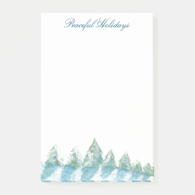 Peaceful Winter Forest Watercolor Christmas Post-it Notes (Front)