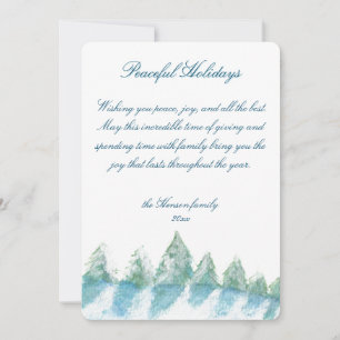 Peaceful Winter Forest Watercolor Script Christmas Holiday Card
