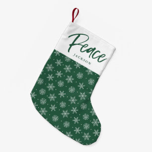 Peaceful Winter   Green Small Christmas Stocking