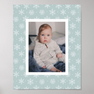 Peaceful Winter Snowflake Ice Blue Poster