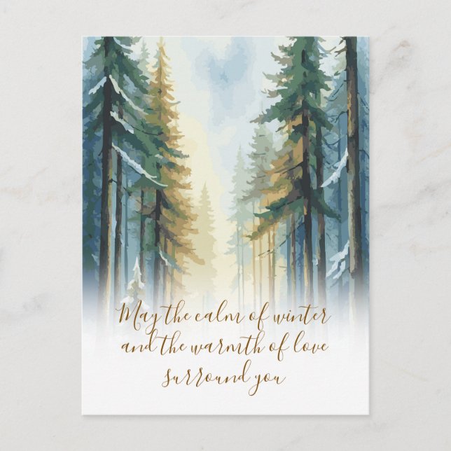 Peaceful Winter Wilderness Holiday Greeting Postcard (Front)