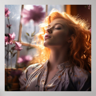 Peaceful Woman at Window Poster