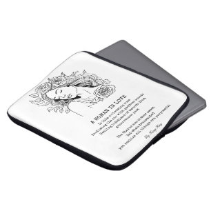 Peaceful woman, black and white rose wall art  laptop sleeve