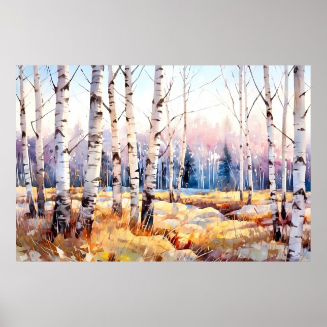 Peaceful Woodland Watercolor Painting Art Print (Front)