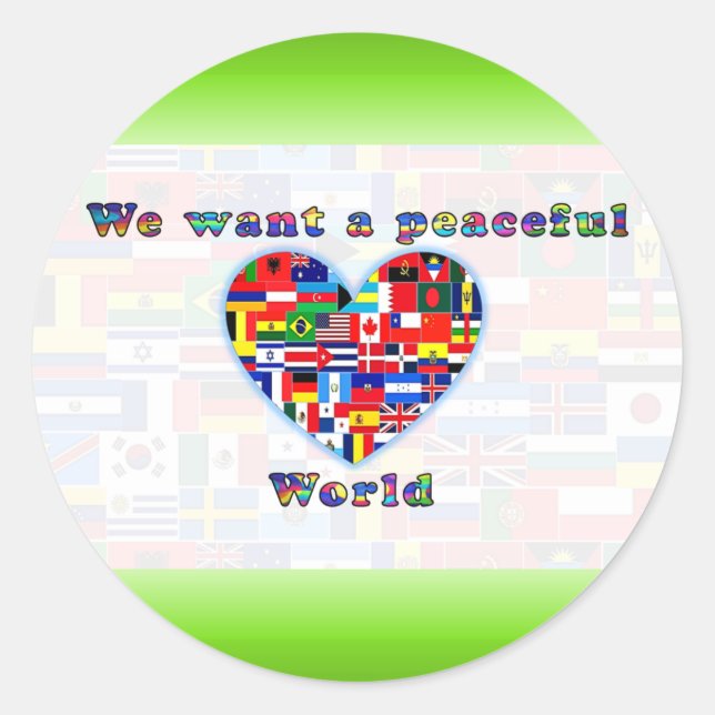 PEACEFUL WORLD round sticker (Front)